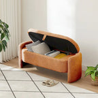 Banco otomano de almacenamiento de vellón gris / verde / crema / naranja, asiento individual