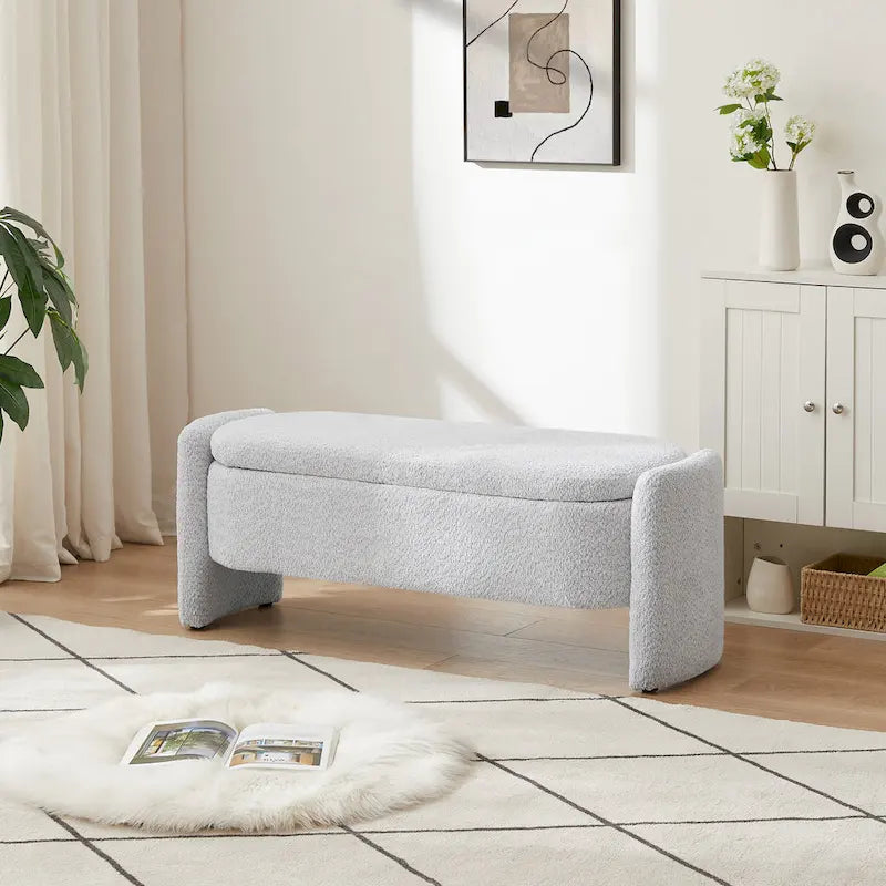 Banco otomano de almacenamiento de vellón gris / verde / crema / naranja, asiento individual