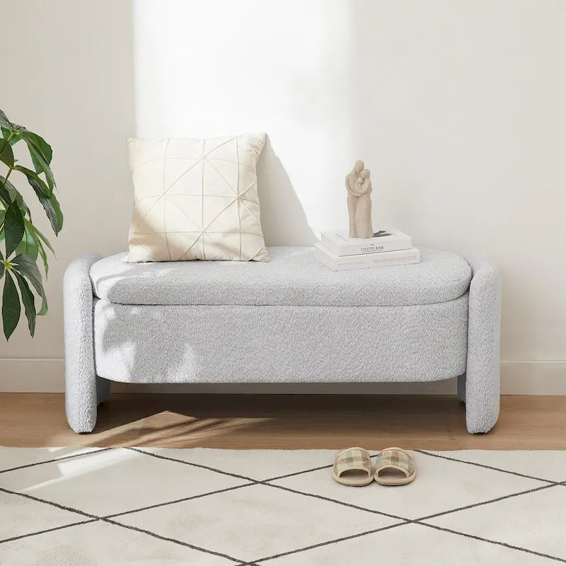 Banco otomano de almacenamiento de vellón gris / verde / crema / naranja, asiento individual