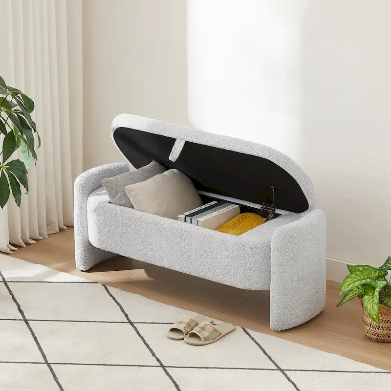 Banco otomano de almacenamiento de vellón gris / verde / crema / naranja, asiento individual