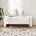 Banco otomano de almacenamiento de vellón gris / verde / crema / naranja, asiento individual