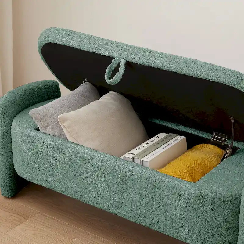 Banco otomano de almacenamiento de vellón gris / verde / crema / naranja, asiento individual