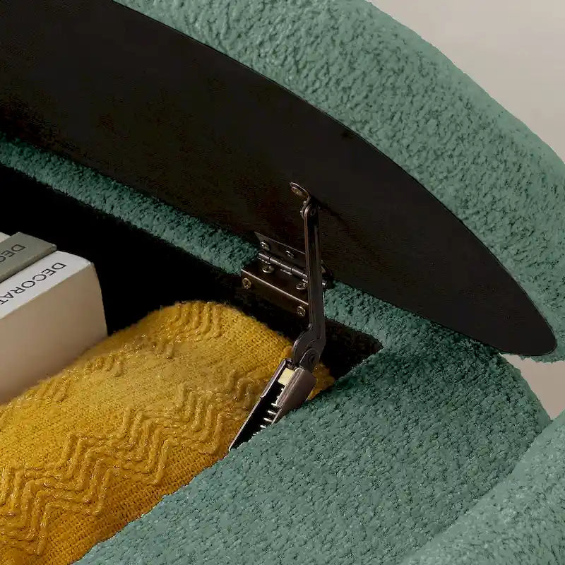 Banco otomano de almacenamiento de vellón gris / verde / crema / naranja, asiento individual