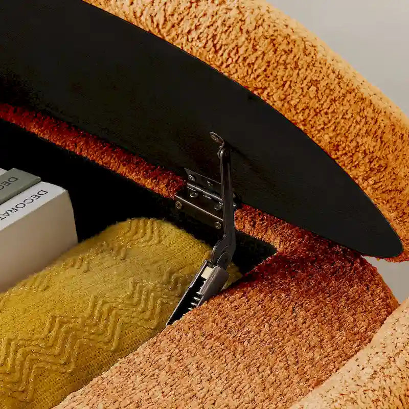 Banco otomano de almacenamiento de vellón gris / verde / crema / naranja, asiento individual