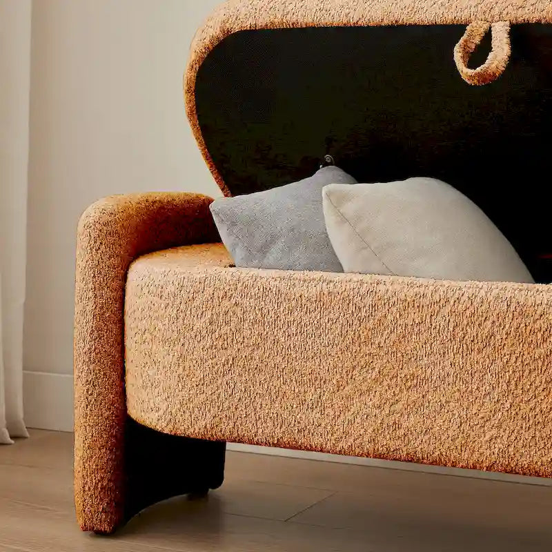 Banco otomano de almacenamiento de vellón gris / verde / crema / naranja, asiento individual