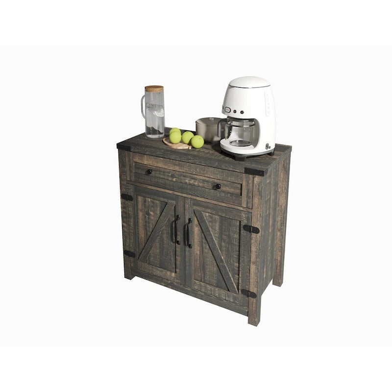 Armario decorativo negro con puertas correderas tipo granero dobles, 30 pulgadas, 1 persona