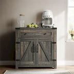 Armario decorativo negro con puertas correderas tipo granero dobles, 30 pulgadas, 1 persona