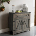 Armario decorativo negro con puertas correderas tipo granero dobles, 30 pulgadas, 1 persona