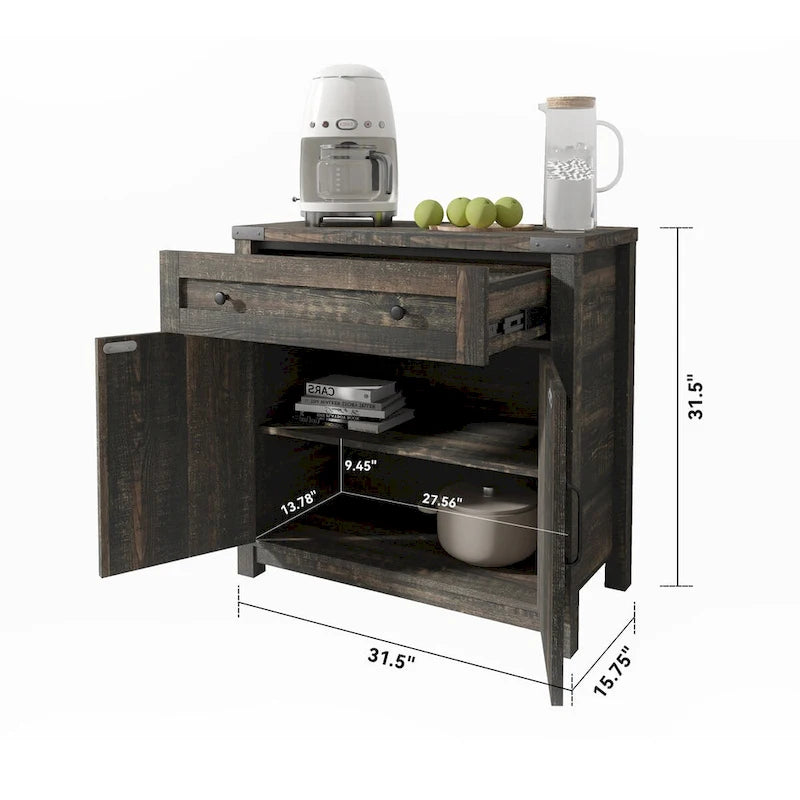 Armario decorativo negro con puertas correderas tipo granero dobles, 30 pulgadas, 1 persona
