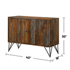 Mueble auxiliar de 2 puertas, gris sheesham y bronce, para 1 persona