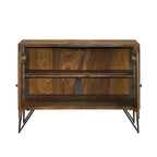 Mueble auxiliar de 2 puertas, gris sheesham y bronce, para 1 persona