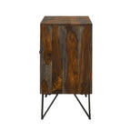 Mueble auxiliar de 2 puertas, gris sheesham y bronce, para 1 persona