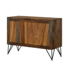 Mueble auxiliar de 2 puertas, gris sheesham y bronce, para 1 persona