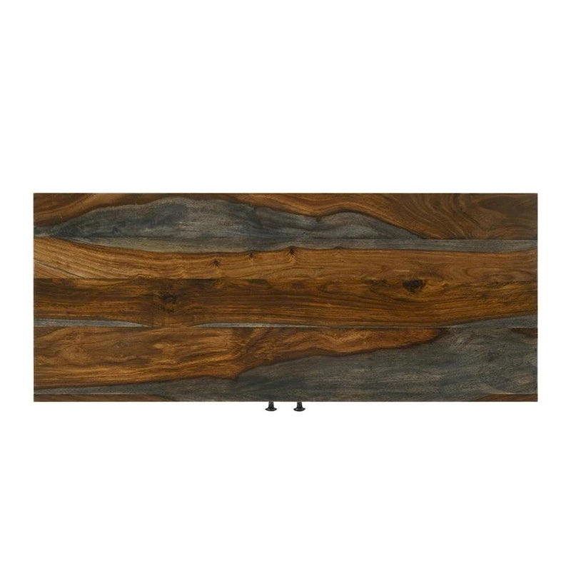 Mueble auxiliar de 2 puertas, gris sheesham y bronce, para 1 persona