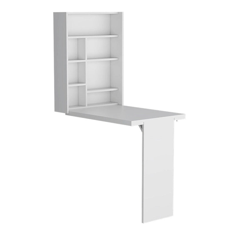 Mesa plegable gris/blanca de pared con 7 estantes – 1 persona