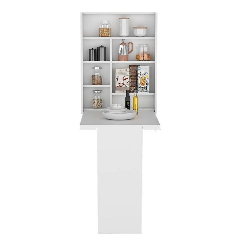 Mesa plegable gris/blanca de pared con 7 estantes – 1 persona
