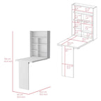 Mesa plegable gris/blanca de pared con 7 estantes – 1 persona