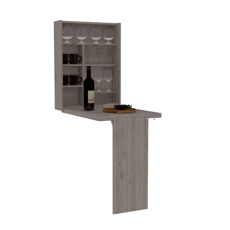 Mesa plegable gris/blanca de pared con 7 estantes – 1 persona