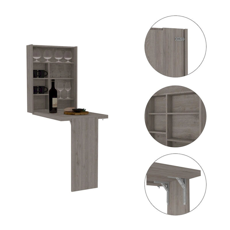 Mesa plegable gris/blanca de pared con 7 estantes – 1 persona