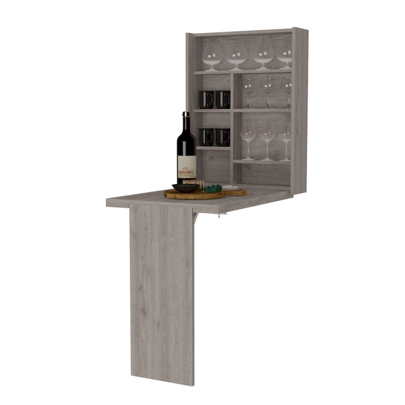 Mesa plegable gris/blanca de pared con 7 estantes – 1 persona