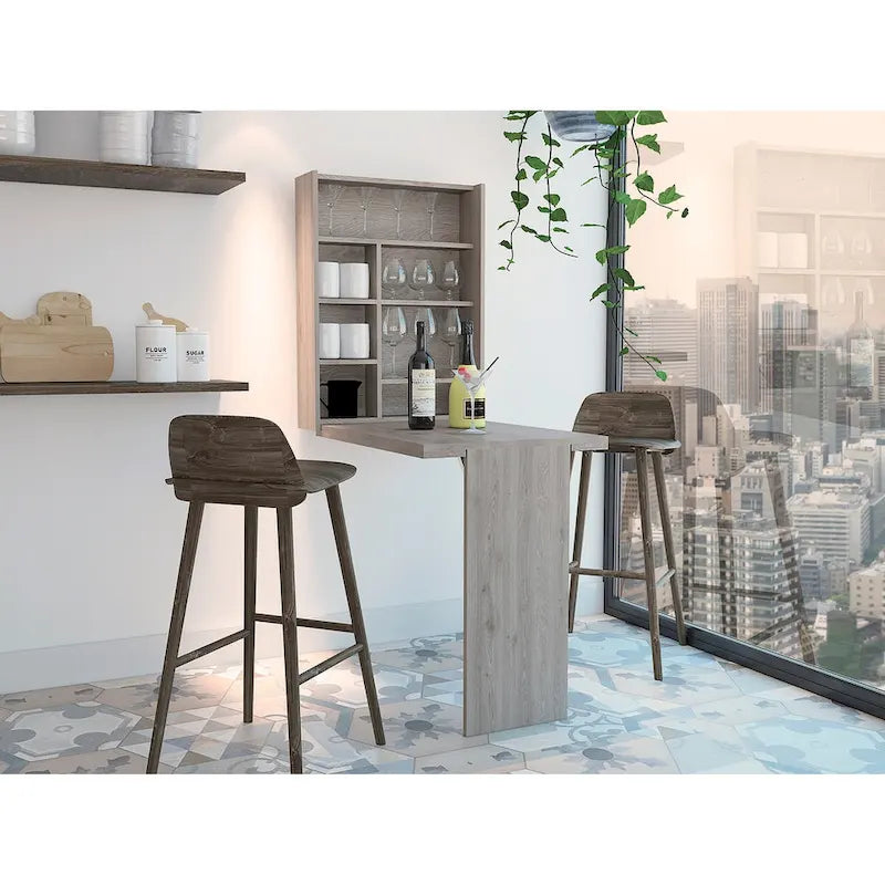 Mesa plegable gris/blanca de pared con 7 estantes – 1 persona