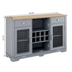 Mueble Aparador Azul Claro y Roble con Puertas de Cristal, 2 Cajones, para 1
