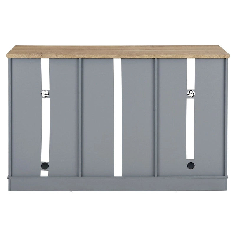 Mueble Aparador Azul Claro y Roble con Puertas de Cristal, 2 Cajones, para 1