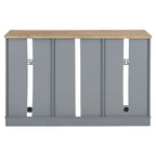 Mueble Aparador Azul Claro y Roble con Puertas de Cristal, 2 Cajones, para 1