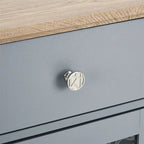 Mueble Aparador Azul Claro y Roble con Puertas de Cristal, 2 Cajones, para 1