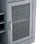 Mueble Aparador Azul Claro y Roble con Puertas de Cristal, 2 Cajones, para 1