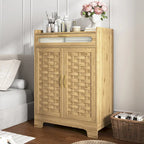 Mueble bar de café de 2 puertas marrón – 1 persona, madera y metal