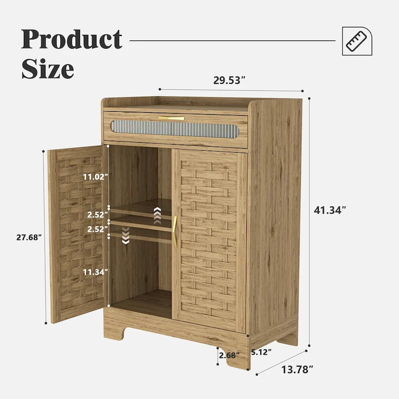 Mueble bar de café de 2 puertas marrón – 1 persona, madera y metal