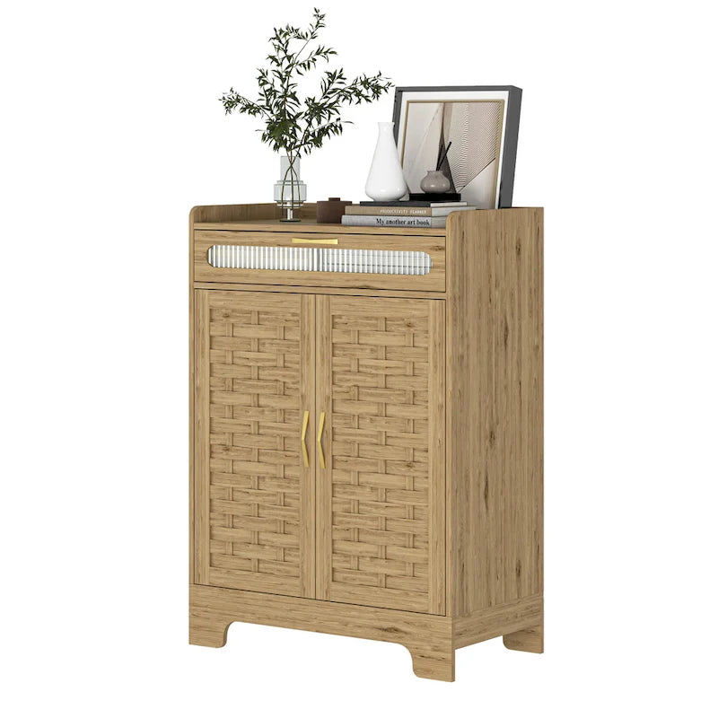 Mueble bar de café de 2 puertas marrón – 1 persona, madera y metal