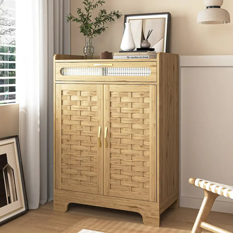 Mueble bar de café de 2 puertas marrón – 1 persona, madera y metal