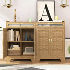 Mueble bar de café de 2 puertas marrón – 1 persona, madera y metal