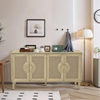 Aparador vintage de 4 puertas color beige, montaje para 1 persona