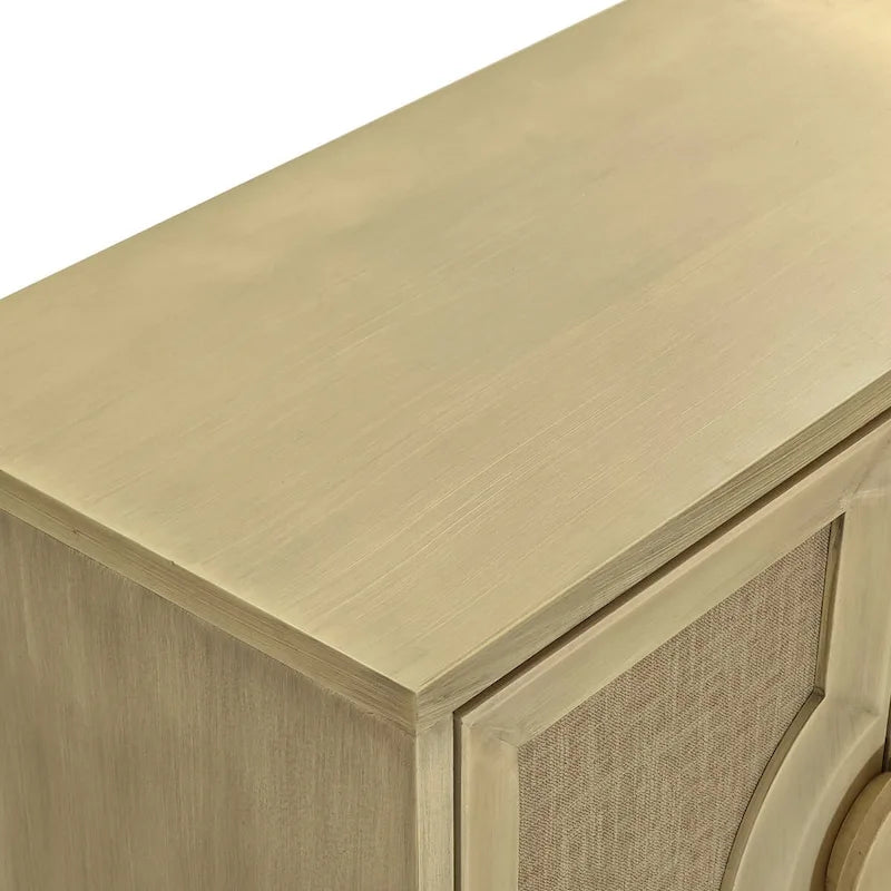Aparador vintage de 4 puertas color beige, montaje para 1 persona