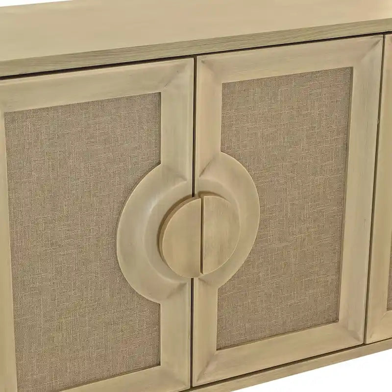Aparador vintage de 4 puertas color beige, montaje para 1 persona