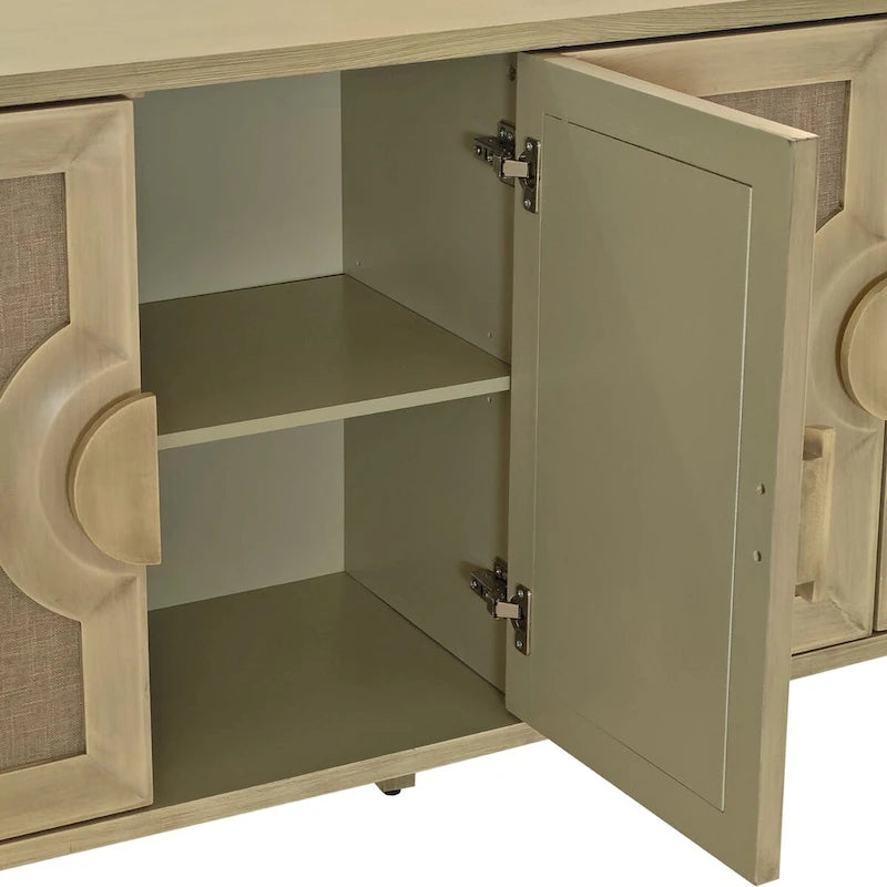 Aparador vintage de 4 puertas color beige, montaje para 1 persona