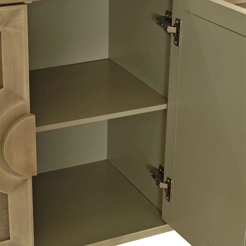 Aparador vintage de 4 puertas color beige, montaje para 1 persona