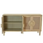 Aparador vintage de 4 puertas color beige, montaje para 1 persona