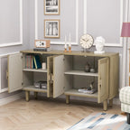 Aparador vintage de 4 puertas color beige, montaje para 1 persona