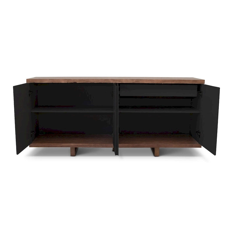 Aparador buffet de 4 puertas blanco hueso y nogal / negro y nogal – Requiere montaje por 1 persona