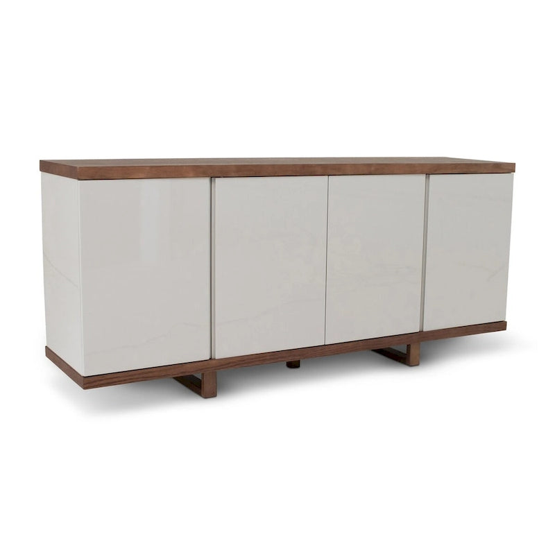 Aparador buffet de 4 puertas blanco hueso y nogal / negro y nogal – Requiere montaje por 1 persona