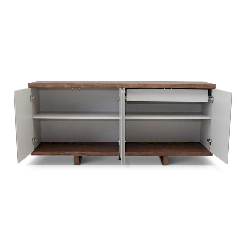 Aparador buffet de 4 puertas blanco hueso y nogal / negro y nogal – Requiere montaje por 1 persona