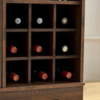 Aparador de bufé Espresso con botellero para 9 botellas, estilo rústico