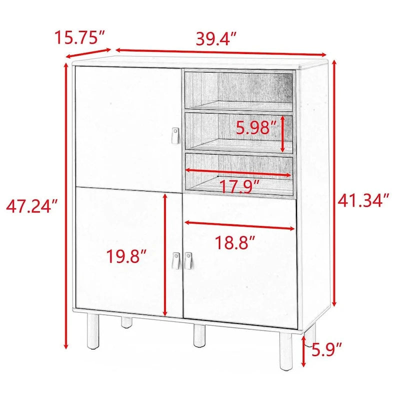 Armario de almacenamiento de 3 puertas con tirador de cuero – Azul / Rosa / Blanco, para 1 persona