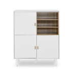Armario de almacenamiento de 3 puertas con tirador de cuero – Azul / Rosa / Blanco, para 1 persona