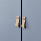 Armario de almacenamiento de 3 puertas con tirador de cuero – Azul / Rosa / Blanco, para 1 persona