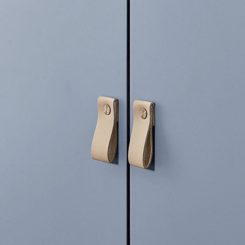 Armario de almacenamiento de 3 puertas con tirador de cuero – Azul / Rosa / Blanco, para 1 persona